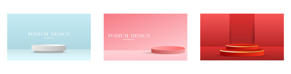 Abstract backdrop for product display set , on Color background , 3d podium for presentation,  illustration 3d Vector EPS 10
