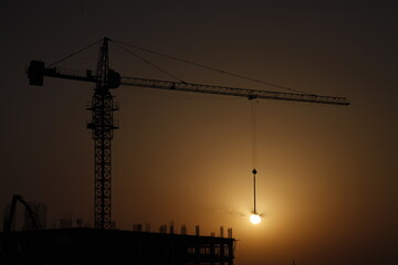 Artistic picture of the building at sunset