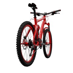 Red mountain bike on an isolated white background. 3d rendering.