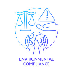 Environmental compliance blue gradient concept icon. Manage strategic energy abstract idea thin line illustration. Protect environment. Isolated outline drawing. Myriad Pro-Bold font used