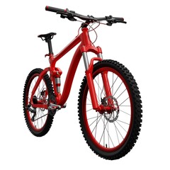 Red mountain bike on an isolated white background. 3d rendering.