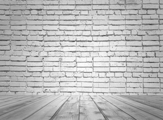 gray interior with brick wall