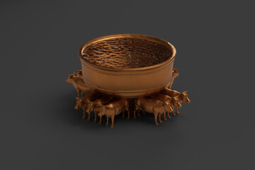 Brazen laver of Solomon's Temple, sanctuary 3d rendering Biblical illustration, also called the molten sea