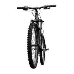 Black mountain bike on an isolated white background. 3d rendering.