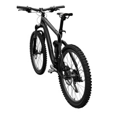 Black mountain bike on an isolated white background. 3d rendering.