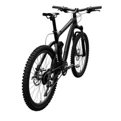 Black mountain bike on an isolated white background. 3d rendering.