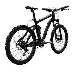 Black mountain bike on an isolated white background. 3d rendering.