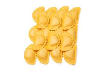 Raw ravioli as background. Healthy italian food.
