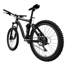 Black mountain bike on an isolated white background. 3d rendering.