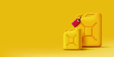 Yellow fuel canisters with red price tag 3 illustration. Vector illustration