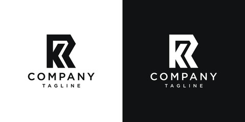 Creative Letter KR Monogram Logo Design Icon Template White and Black Background
