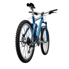 Blue mountain bike on an isolated white background. 3d rendering.