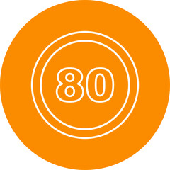 Speed Limit 80 Icon Design