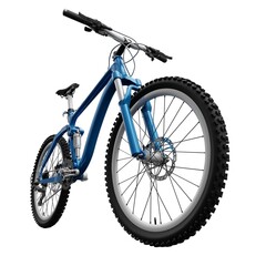 Blue mountain bike on an isolated white background. 3d rendering.