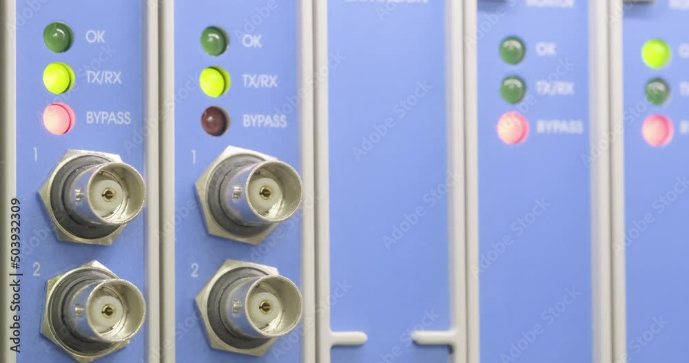 Poster linking LEDs on optical converters showing big traffic, technology background, internet service provider data transfer monitoring