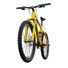 Gold mountain bike on an isolated white background. 3d rendering.