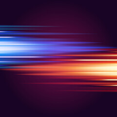 Illuminated purple red stripes transitions blurred gradient horizontal futuristic background template vector illustration. Glowing smooth texture digital line effect dynamic flow halftone speed fusion