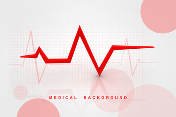 Heart with cardiogram - 2D illustration
