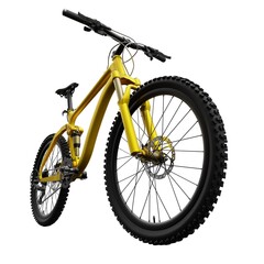 Gold mountain bike on an isolated white background. 3d rendering.