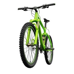 Green mountain bike on an isolated white background. 3d rendering.