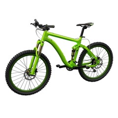 Green mountain bike on an isolated white background. 3d rendering.