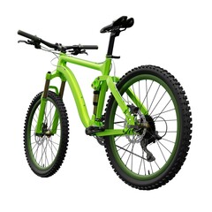 Green mountain bike on an isolated white background. 3d rendering.