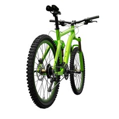 Green mountain bike on an isolated white background. 3d rendering.