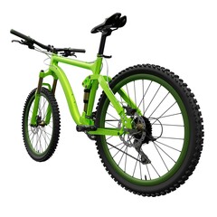 Green mountain bike on an isolated white background. 3d rendering.