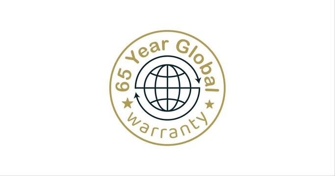65 year global warranty modern animation design