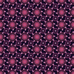 Vector Damask Seamless Retro Pattern Background Flower Garden Nature Abstract Ornament Star Round