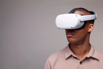 Man wearing virtual reality headset