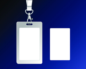 Set of lanyard and badge. Metal piece. Template for presentation of their design. vector illustration.