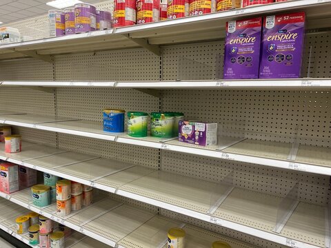 Empty shelves at a Target store show how widespread the baby formula shortage is.