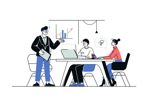 business team meeting presentation in office clip art preview
