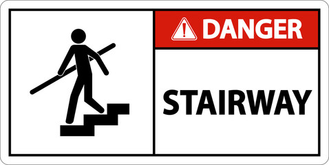 Danger Stairway Sign On White Background