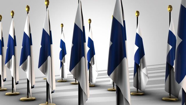 Finland Flags rotation zoom-out - 3d animation model on a white background