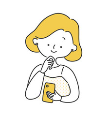 スマートフォンを見る女性