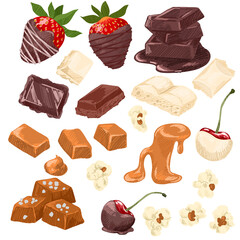 Set of confectionery flavors, chocolate salted caramel