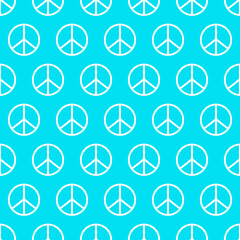 Peace flat vector seamless pattern. Blue Peaceful background