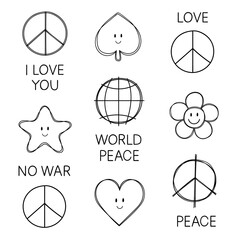 Peace doodle isolated icon vector. Peaceful hand drawn sketch clipart