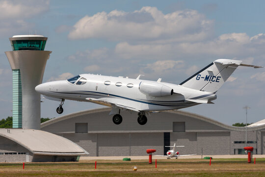 Farnborough, UK - July 17, 2014:  .Cessna Citation Mustang (Cessna 510) very light business jet (VLJ) G-MICE.