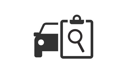 Car Check Icon. Black and white vector isolated editable illustration