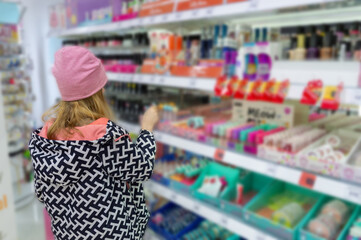 girl in cosmetics store