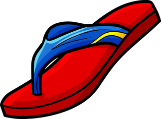 Cool red blue flip-flops cartoon illustration