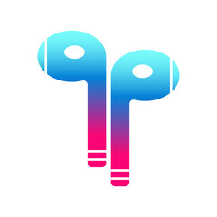 Colorful wireless hands-free headphones vector icon. Gradient earphones illustration.
