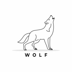 wolf logo design vector with line style