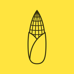 Corn icon on yellow background. Corn logo design.