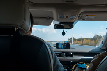 car driving concept vie from inside