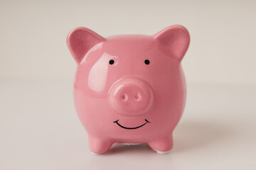 Piggy bank on a white background close-up