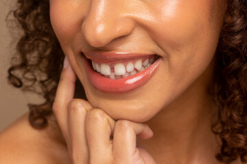 Close-up of smiling woman's lips
